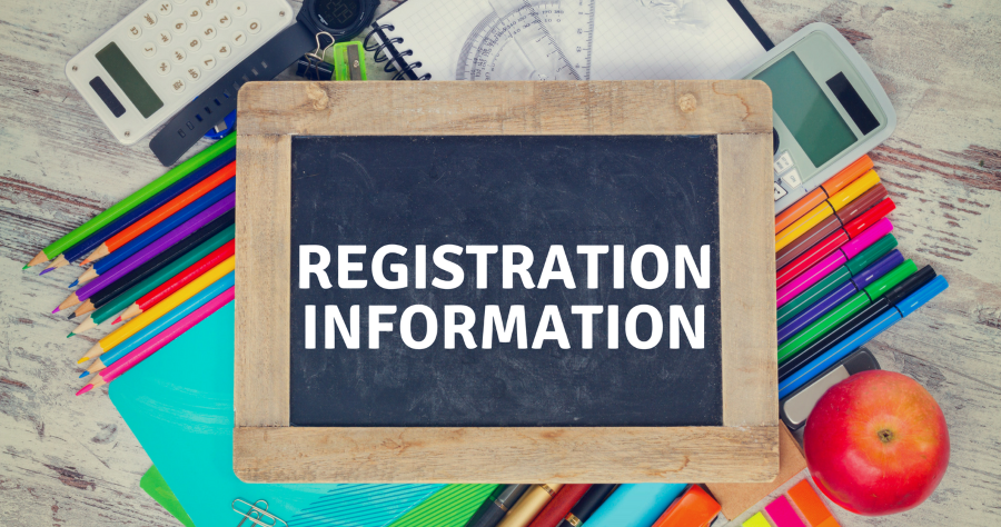 Chalkboard graphic reading Registration Information